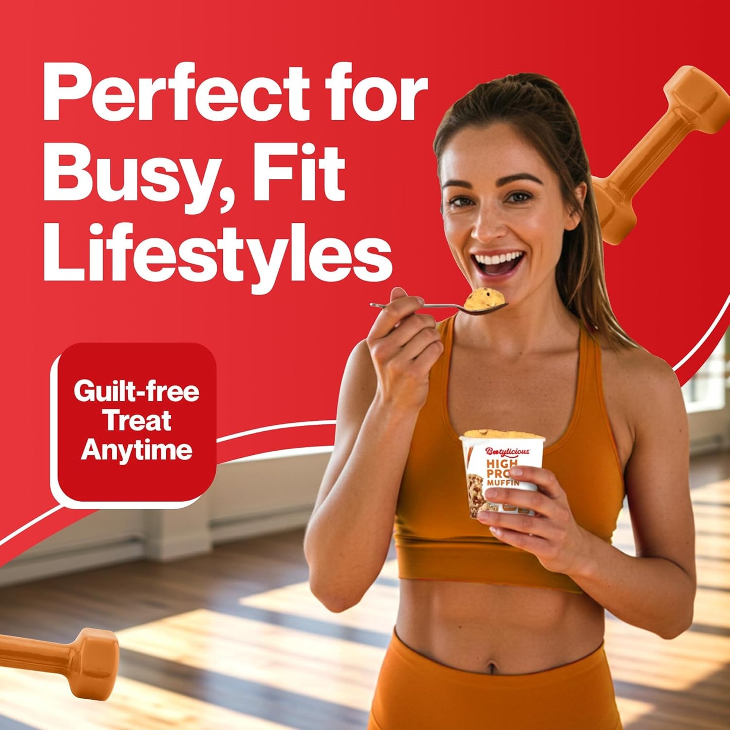 Bootylicious | High-Protein Muffin | 25g Protein, 7g Net Carbs, 2.32-2.75oz Cup, 12-Pack (Cinnamon Bun)