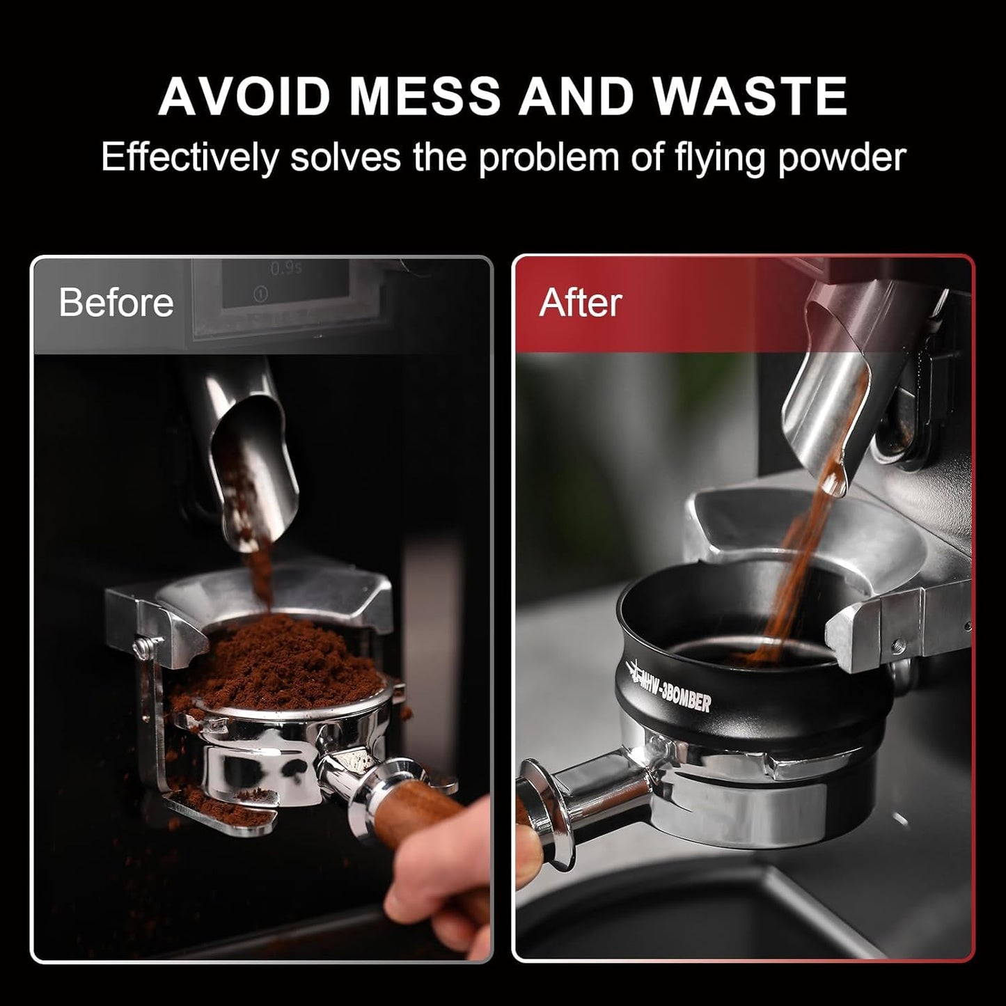 MHW-3BOMBER 51mm Espresso Dosing Funnel Magnetic Coffee Dosing Ring Portafilter Funnel Barista Tools Compatible with 51mm Delonghi Decica Portafilter DR5548B-OS