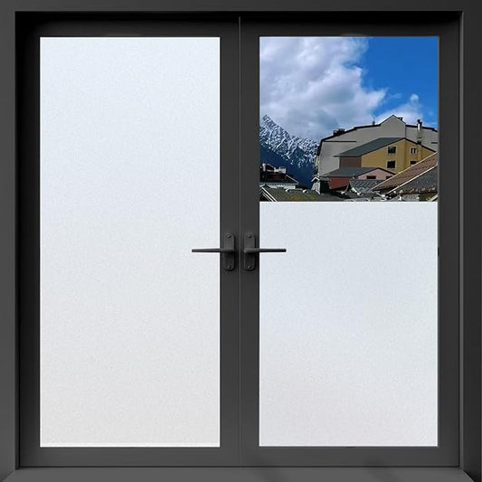 Window Privacy Film with Installation Tools, Static Cling, Anti UV, Heat Control, Ideal for Home Shower Office Glass Door (White Frosted【Glue-Free】, 45.2X78.7Inch)