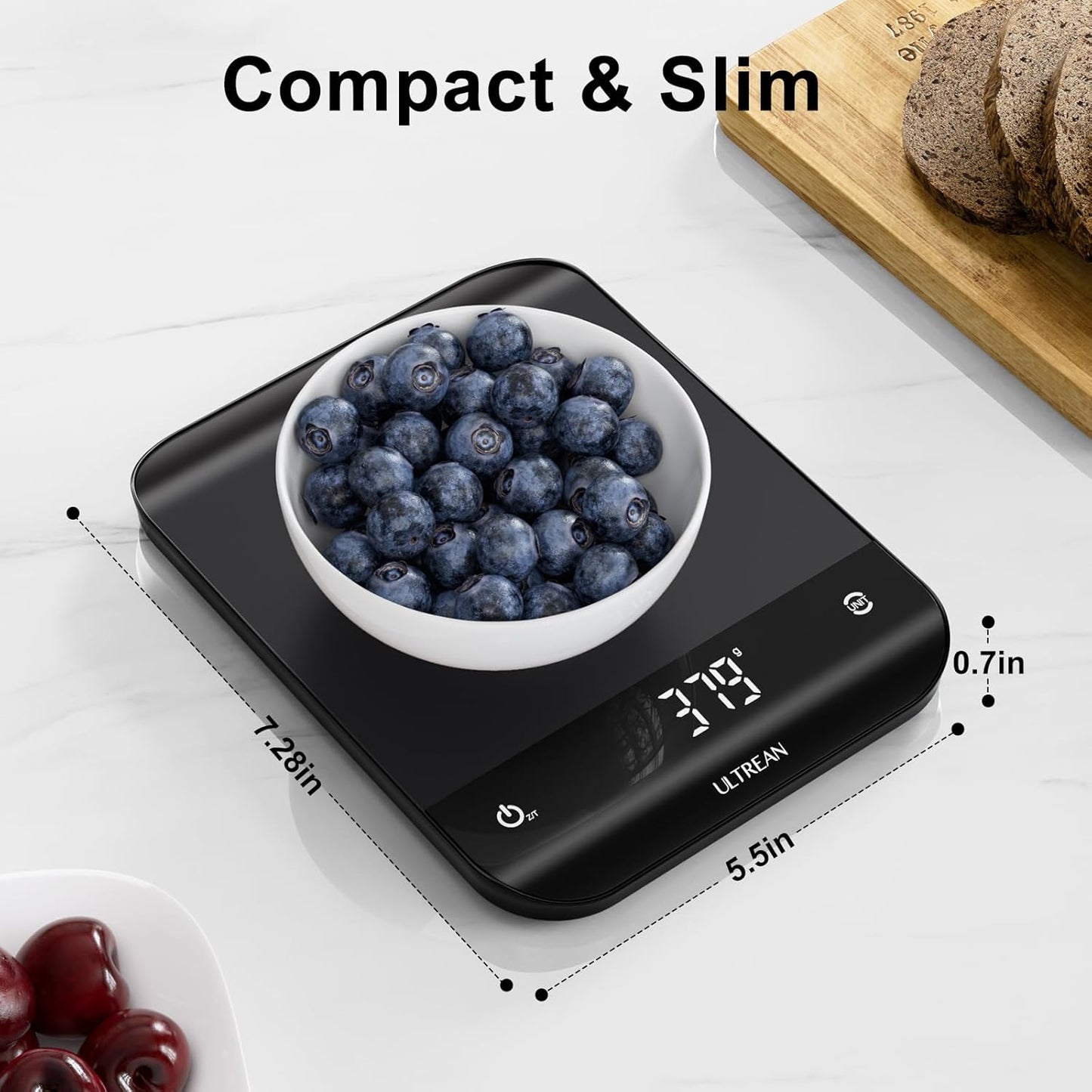 Ultrean Food Scale, Digital Kitchen Scale with LED Display, Weight Grams and Ounces for Baking Cooking, 6 Units with Tare Function, 11lb (Batteries Included)