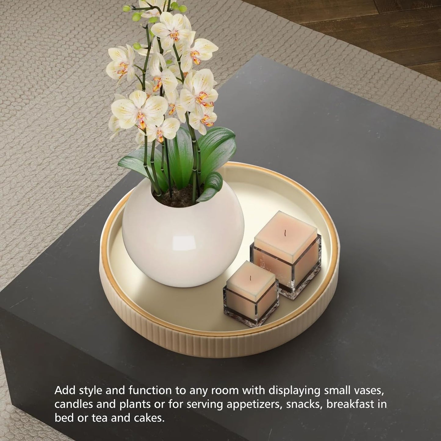 SANZIE Leather Tray Desktop Storage Organizer Premium Serving Tray Decorative Tray Valet Tray for Sundries Cosmetics Phone Wallet Cutlery