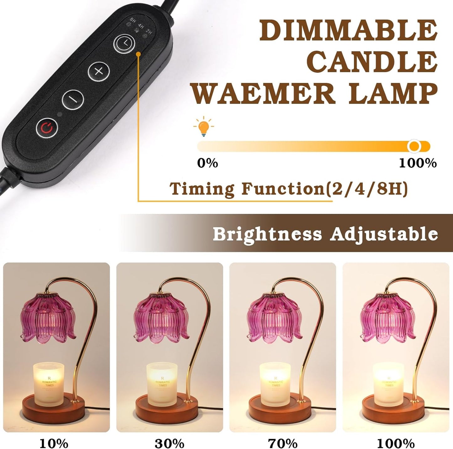 Purple Candle Warmer Lamp with Timer, Electric Candle Warmer, Women Birthday Christmas Gift, Flower Wax Warmer for Yankee Candle Lovers, Vintage Melt Lamp for House Warming Gifts for Mom, Friend