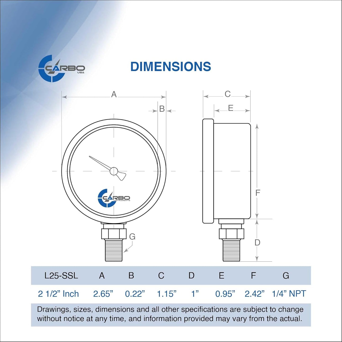 Stainless Steel Pressure Gauge Dual Display (-30 Hg - 0-60 psi/kPa) - 2 1-2" Glycerine Liquid Filled Water Air Oil Gas Gauge with Polycarbonate Lens - Compound Vacuum - 1/4" NPT