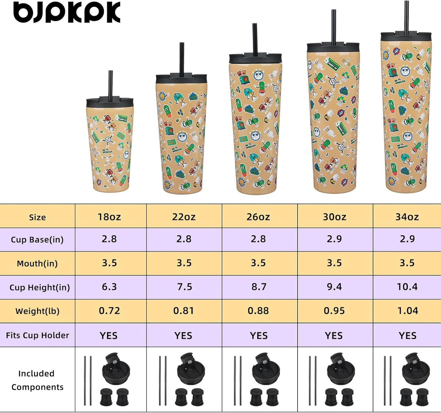 BJPKPK 30oz Tumbler With lid And Straw Stainless Steel Travel Coffee Mug Insulated Tumblers Cups,Spring Party Brown