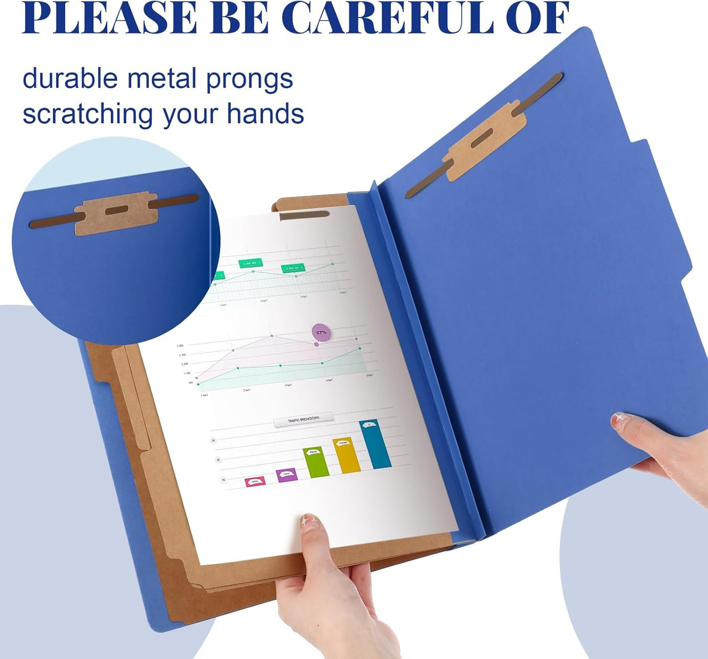 36 Pcs Classification Folders Letter Size, Back to School Supply for Teacher, Student, 3 Dividers Pressboard File Folder Bulk with 2 Fasteners, 3.5 Inch Expanding File Organizer (Dark Blue)