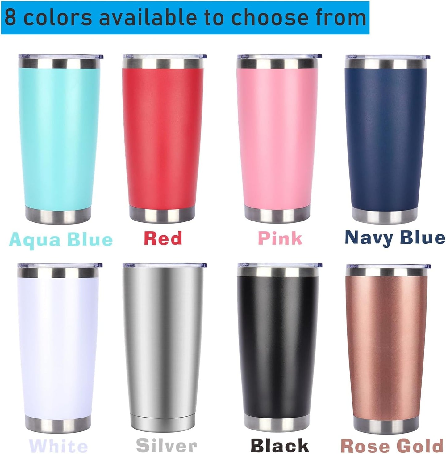 Pandance 20oz Stainless Steel Insulated Tumblers with Lid and Straw Bulk, Double Wall Vacuum Water Cups for Hot & Iced Coffee Drinks Travel Mug (Navy Blue, 12 pack)