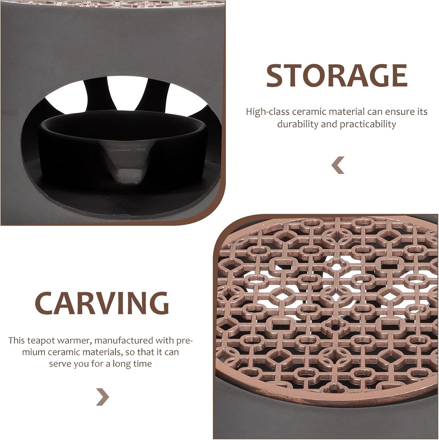 Ceramic Tea Pot Warmer Heater Set - Japanese Pottery Teapot Warmer Base With Light Candle Holder - Stove Warmer for Coffee Cup and Tea Set