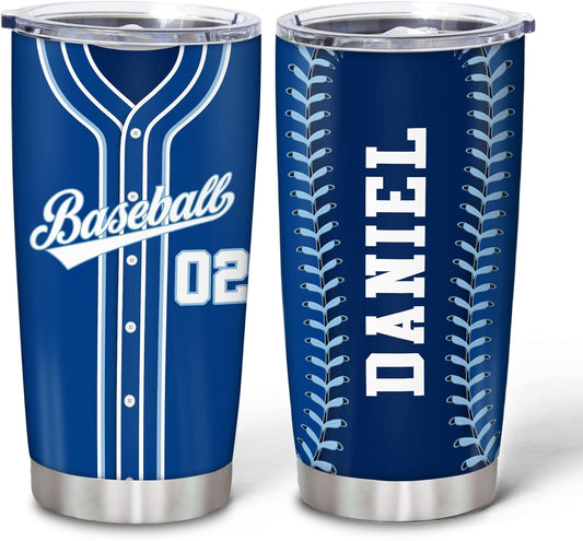 Hyturtle Personalized Baseball Tumbler Baseball Players Design Stainless Steel Double Walled Vacuum Insulated Tumblers 20oz30oz Coffee Travel Mug Cup Christmas Gift For Men Boys Friends Dad Sports Fan