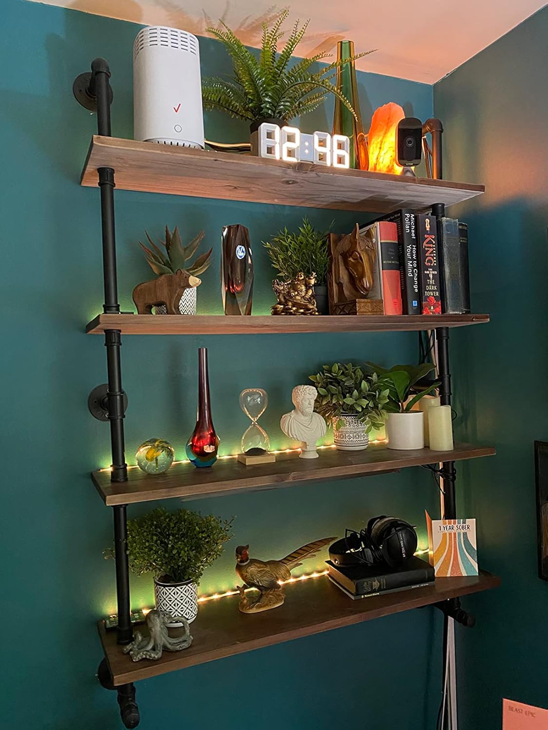 Floating Shelves for Wall,Solid Wood Shelves Industrial Pipe Shelving 36inch for Wall Decor,Kitchen,Living Room