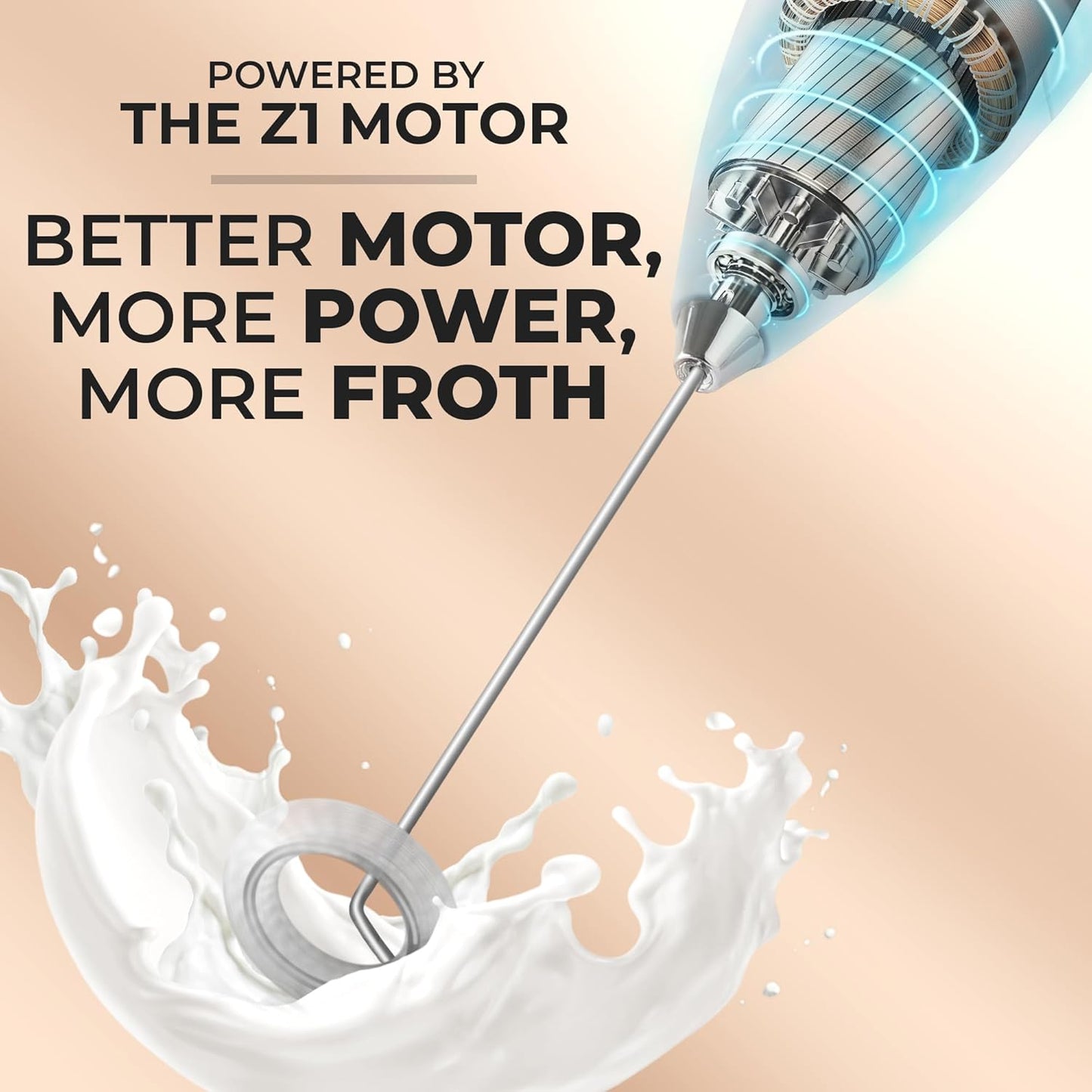 Zulay Kitchen Powerful Milk Frother Wand - Ultra Fast Handheld Drink Mixer - Electric Whisk Foam Maker for Coffee, Lattes, Cappuccino, Matcha & Creamer