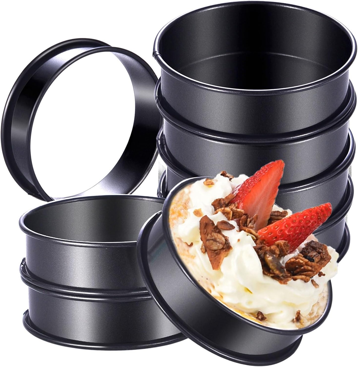 DATANYA 8Pack Crumpet Rings NONSTICK English Muffin Ring 4 Inch - Stainless Steel Double Rolled Tart Rings Upgraded Round Metal Cooking Pastry Ring Molds for baking