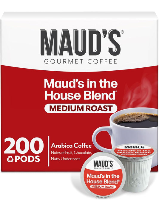 Maud's Medium Roast Coffee Pods, 200 ct, Recyclable Single Serve Pods – 100% Arabica Coffee, Compatible with Keurig K Cups Maker