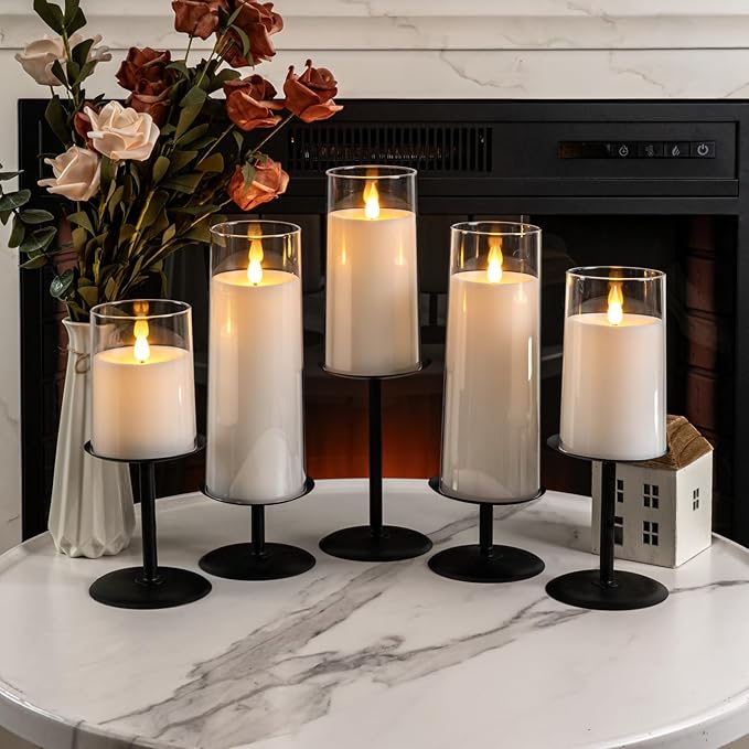 Homemory Holloween Candle Holders for Pillar Candles Set of 5 (Black)