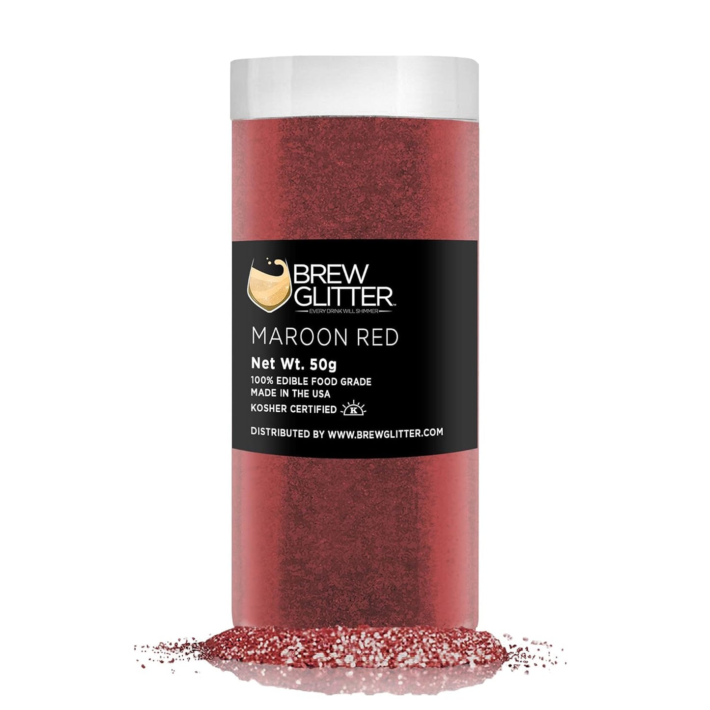 Maroon Red BREW GLITTER Edible Glitter For Drinks, Cocktails, Beer, Garnish Glitter & Beverages | KOSHER & HALAL Certified | 100% Edible & Food Grade | Vegan, Gluten, Nut Free (50g, Maroon Red)
