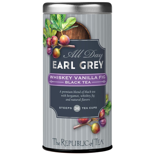 The Republic of Tea – All Day Earl Grey Whiskey Vanilla Fig Black Tea, Naturally Caffeinated, 36 Tea Bags
