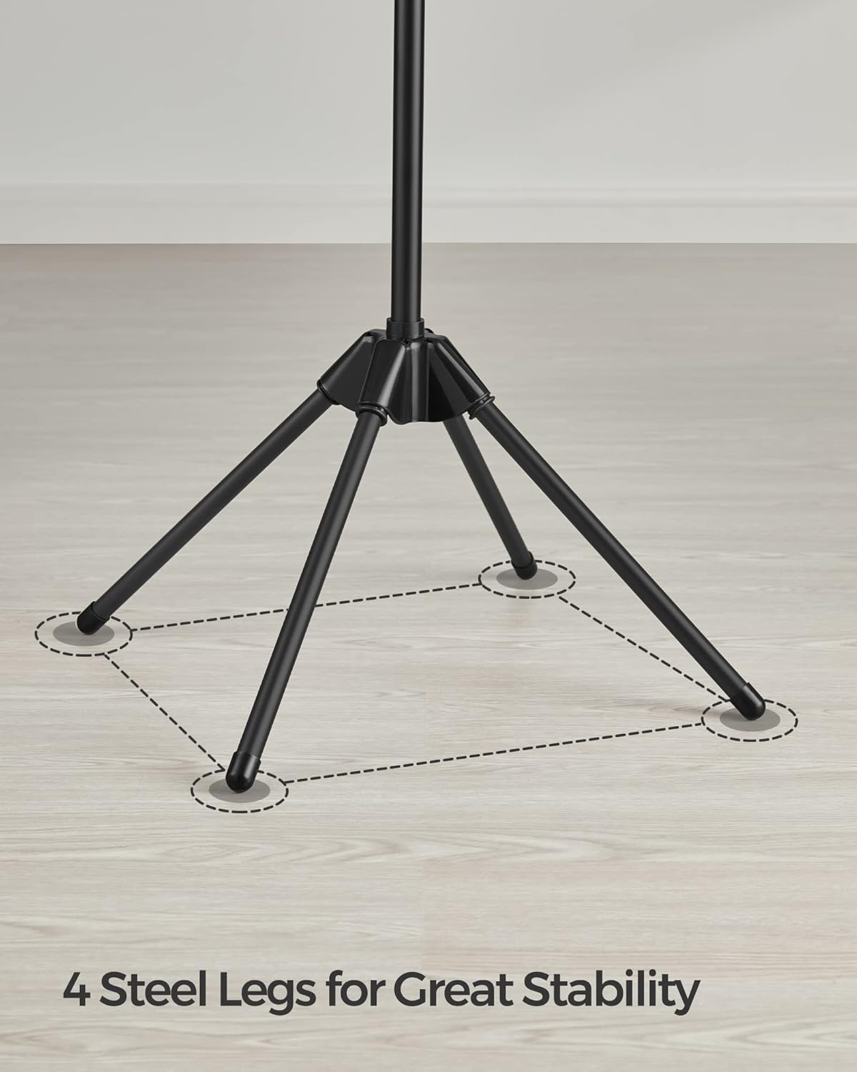 SONGMICS Clothes Drying Rack, 59-Inch Folding Laundry Drying Rack with 3 Rotatable Arms for Hangers, 4 Legs, Stainless Steel, for 27 Pieces of Clothes, Black ULLR510B01