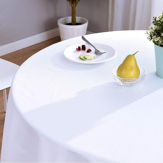 Surmente White Tablecloth for Round Tables, 90-inch Round Table Cloths for Weddings, Banquets, or Restaurants