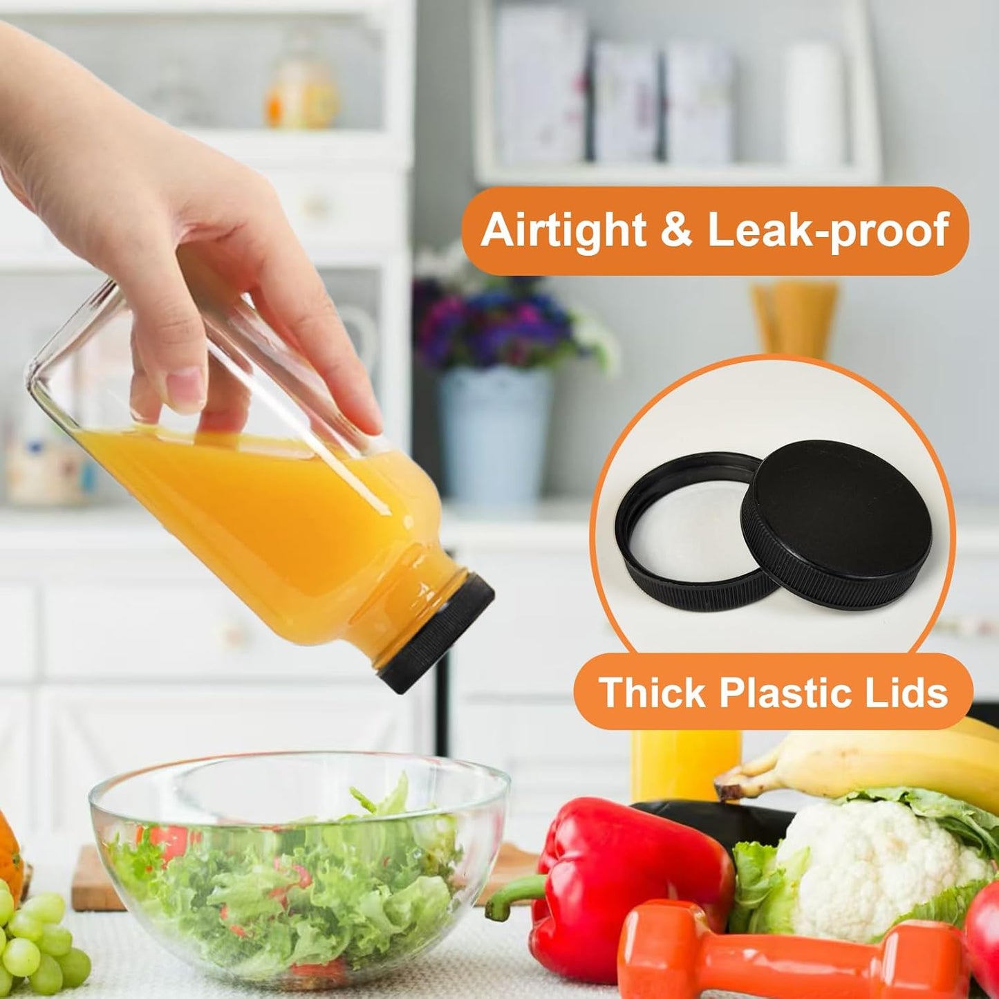 3 pack 8 oz Glass Juice Bottles with Lids, 250 ml Reusable Glass Water Bottles, Empty Drink Containers Drinking Jars with Brush, for Milk, Juicing, Kombucha, Ginger