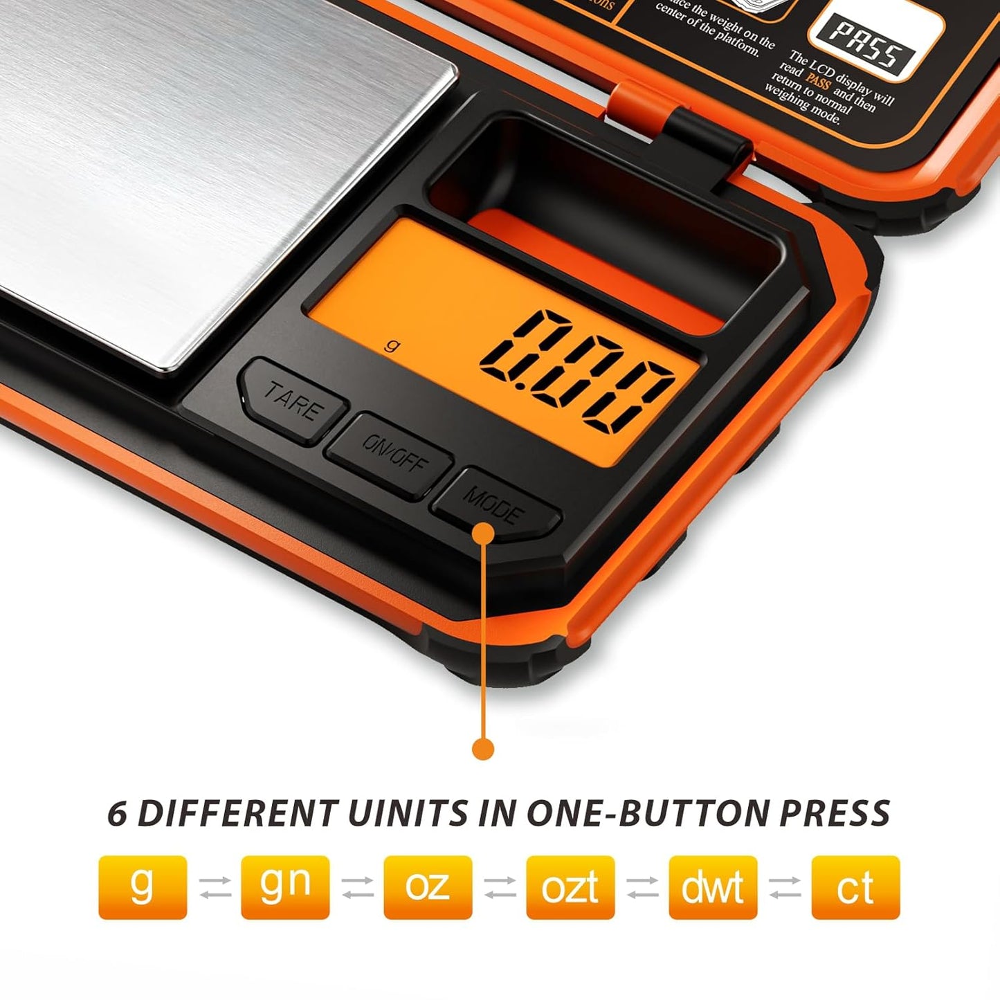 Precision Pocket Scale, 200gx0.01g Jewelry gram Scale, Digital Food Scale with LCD Display, one-Click Conversion 6 Units, mini Scale for Kitchen/Powder/Coffee/Coins(Battery Included)