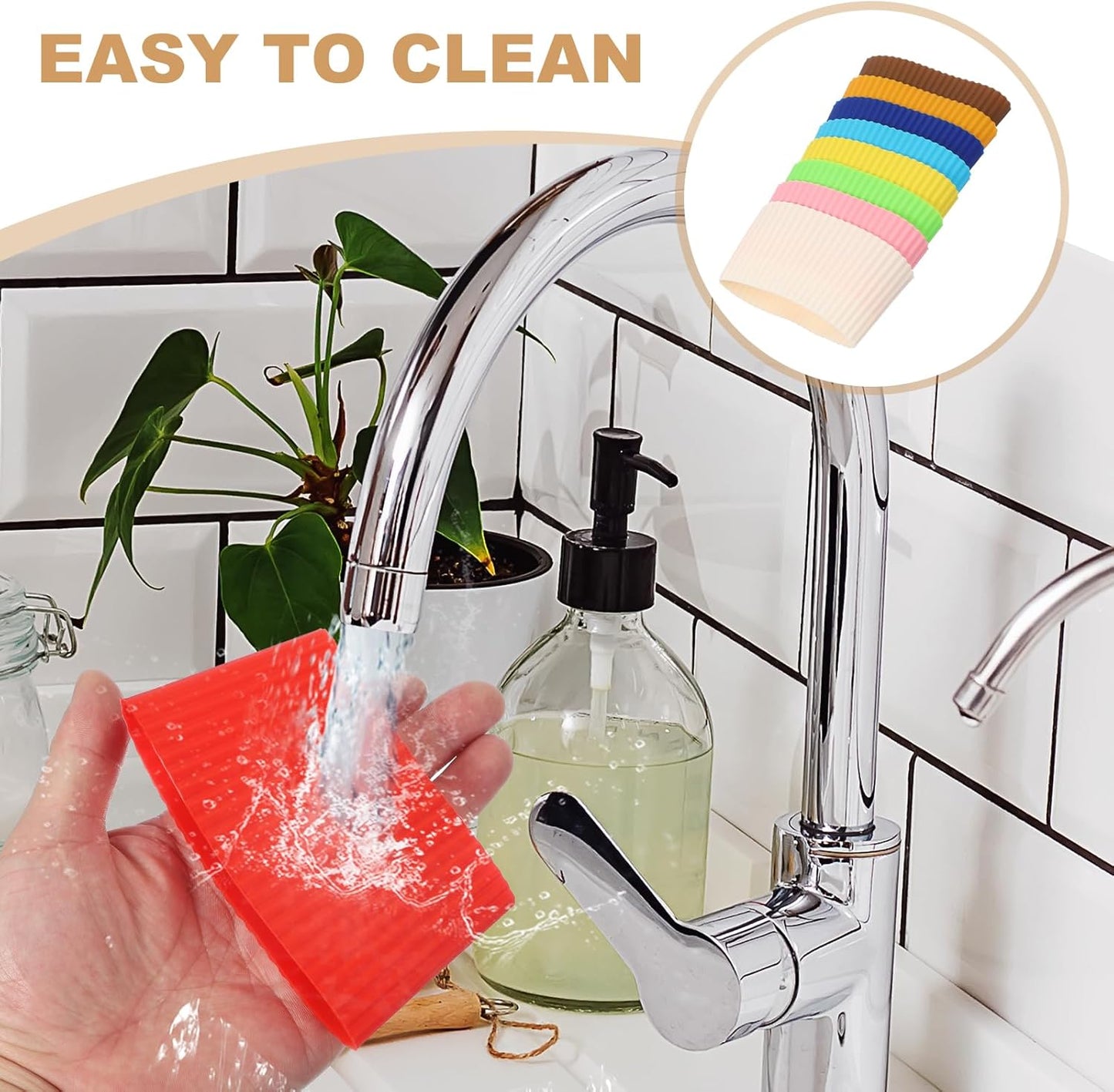 uxcell 6Pack Coffee Cup Sleeves, Reusable Silicone Heat Resistant Cup Protective Sleeve Nonslip Mug Protector Cover for Home Travel Coffee Mug Glasses Water Bottle Boots, Purple