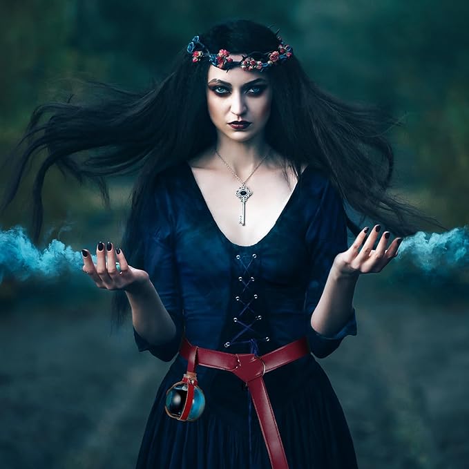 Boao Potion Bottles with Cork Set Dark Magic Cork Round Potion Bottle with Leather Belt Clear Glass Large for Halloween Costume Props DIY Crafts Decorative, 200 ml(Claret)