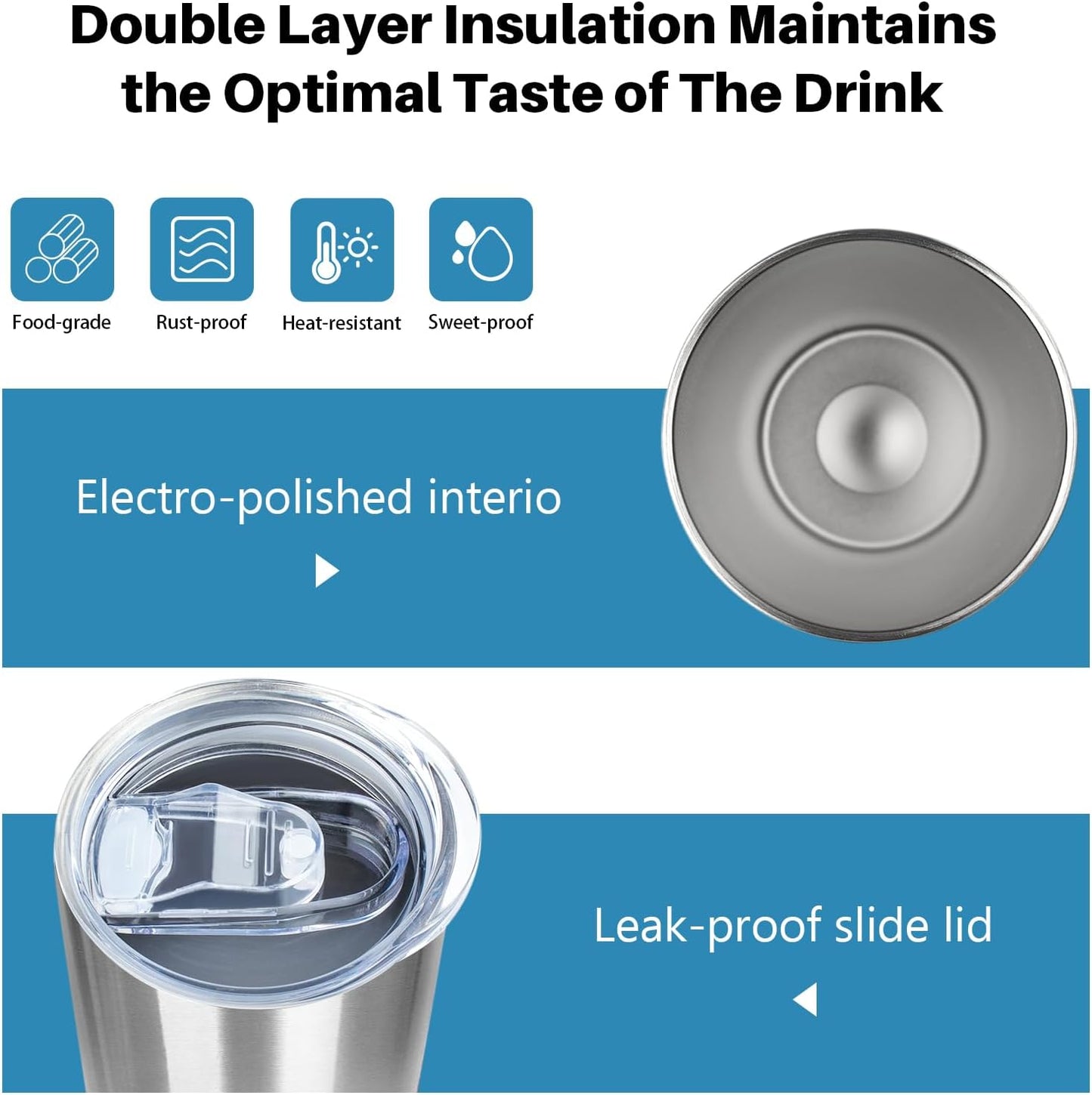 20 oz Skinny Tumblers with Lid and Straw,Stainless Steel Vacuum Insulated Tumbler Cup Double Wall Travel Coffee Mug, Thermal Water Tumbler for Hot and Cold Drinks(Silver,8)