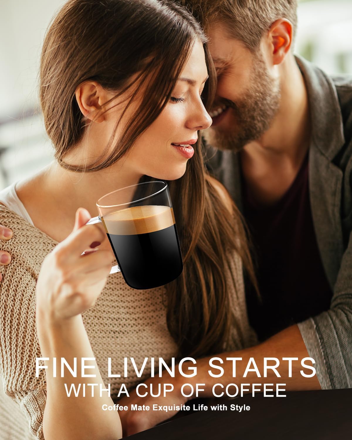 LUXU Glass Coffee Mugs(Set of 2)-17 oz,Clear Beer Mugs,Glass Tea Cups with Comfortable Handle,Lead-free Drinking Glasses,Perfect for Latte,Espresso,Juice,Water,Milk or Hot and Cold Beverage