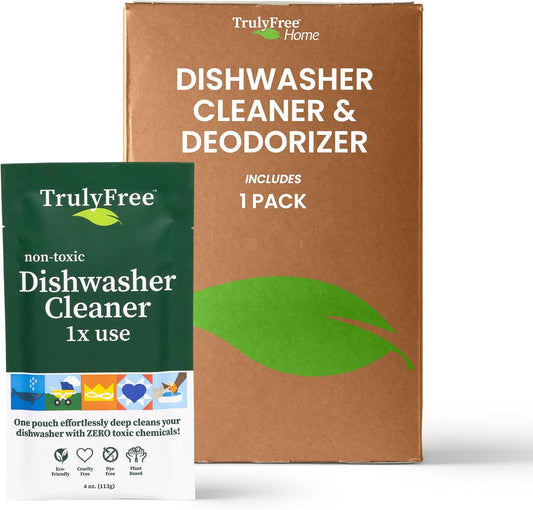 Natural Dishwasher Cleaner - Dish Washer Machine Descaler, Fights Grease & Limescale, Hard Water Stain Remover, Smell Eliminator for Clean Dishwashers - Lemon Fresh Scent, 4 oz (Pack of 1)