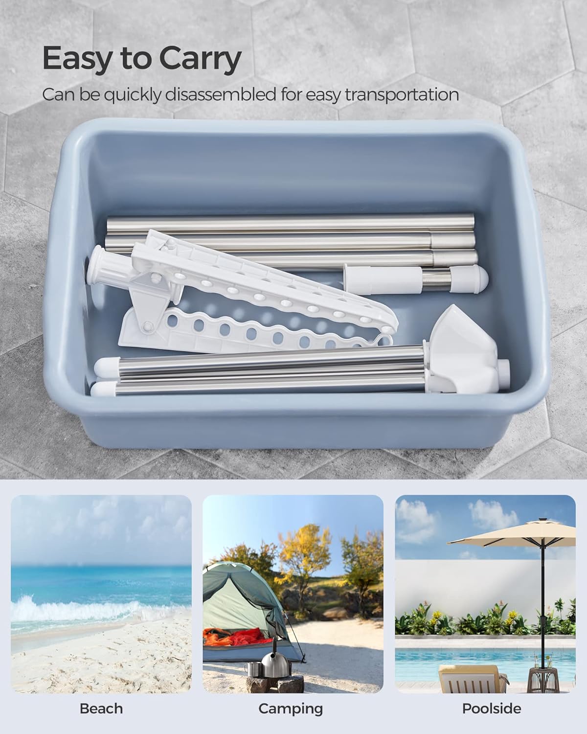 SONGMICS Clothes Drying Rack, 59-Inch Folding Laundry Drying Rack with 3 Rotatable Arms for Hangers, 4 Legs, Stainless Steel, for 27 Pieces of Clothes, White and Silver ULLR510W01