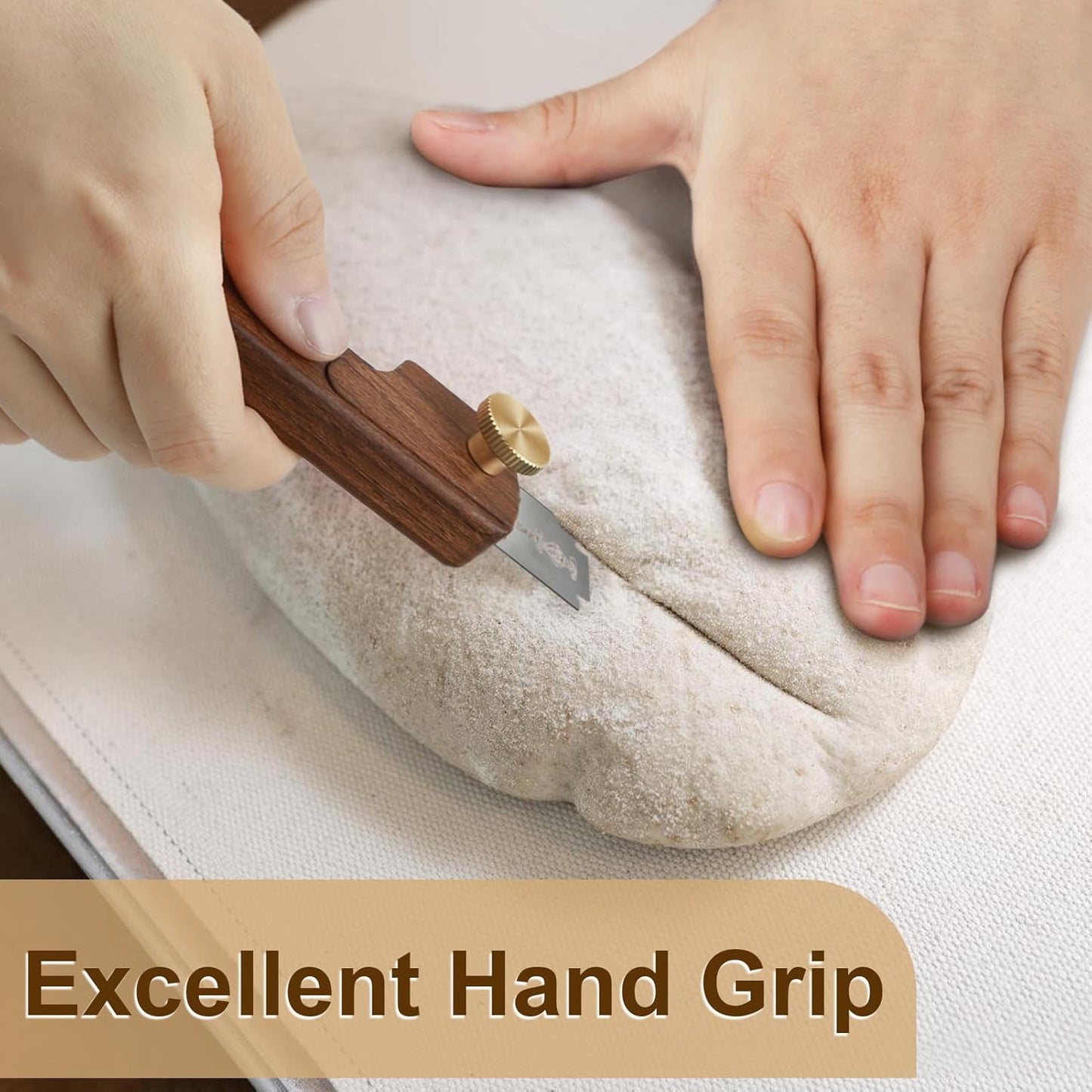 Magnetic Wooden Bread Lame Dough Scoring Tool,Hand Crafted Sourdough Lame Scoring Tool,Bread Scorer Tool for Homemade Bread Baking,Dough Scoring Bread Knife with 5 Razor Blades