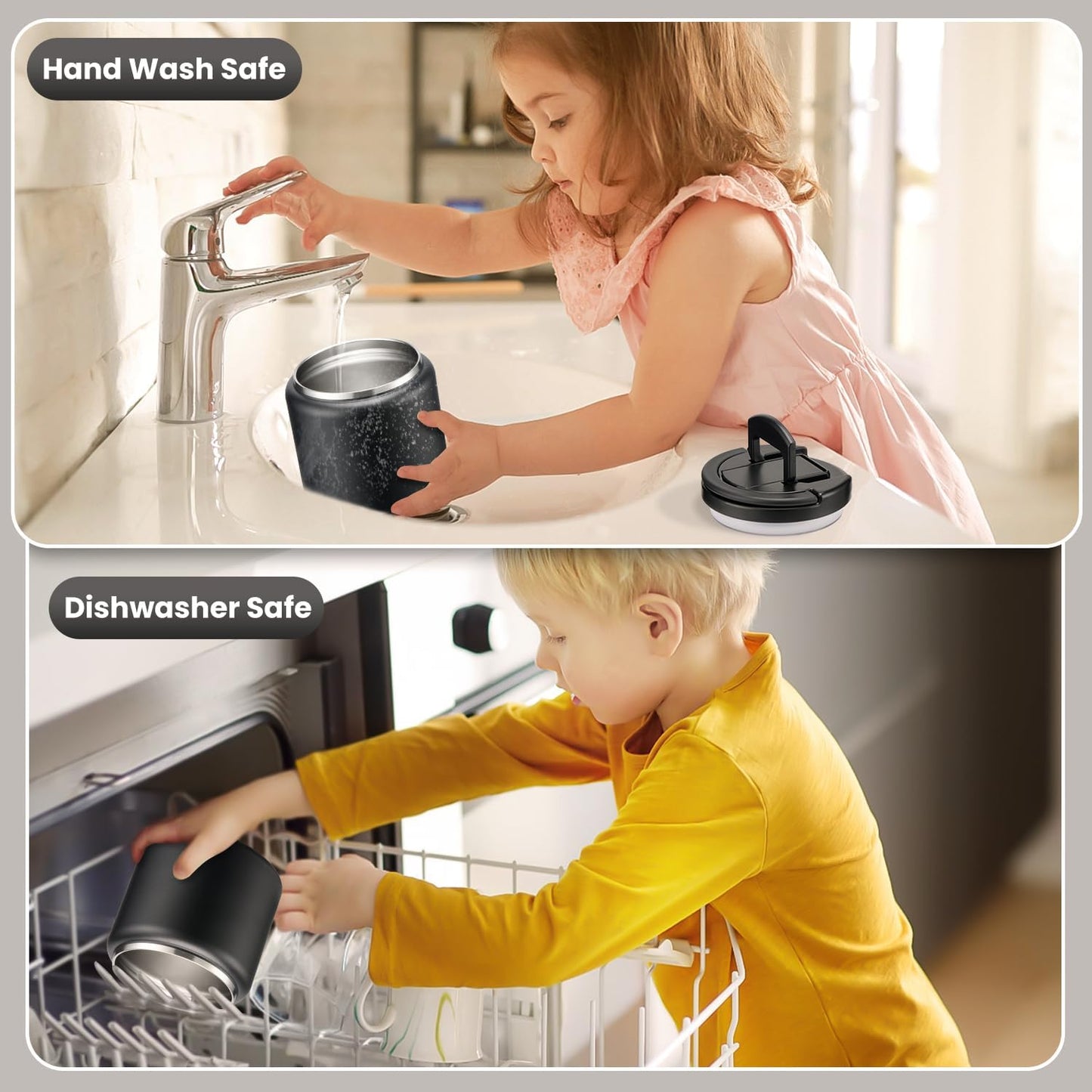 Soup Thermo for Hot Food Kids 25.5oz Lunch Containers with Buckle Lid Wide Mouth Hot Food Jar Vacuum Insulated Stainless Steel Bento Box Leakproof with Spoon(Black)