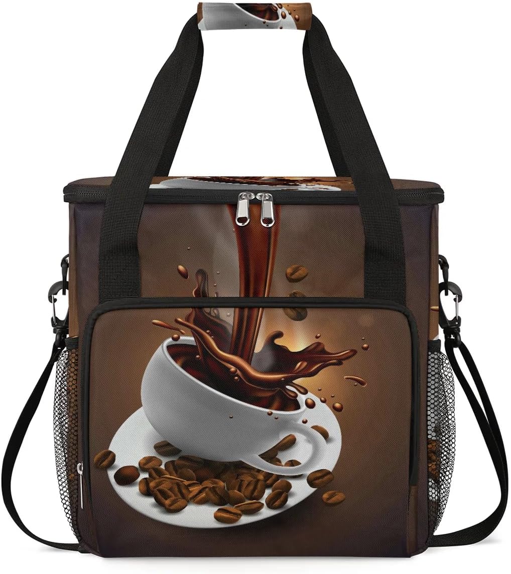 Coffee Beans Cup Coffee Maker Carring Bag Travel Carrying Storage Tote Bag Compatible with Keurig K-Mini or K-Mini Plus Portable Single Serve Coffee Brewer Case with Pockets for K-cup Pods