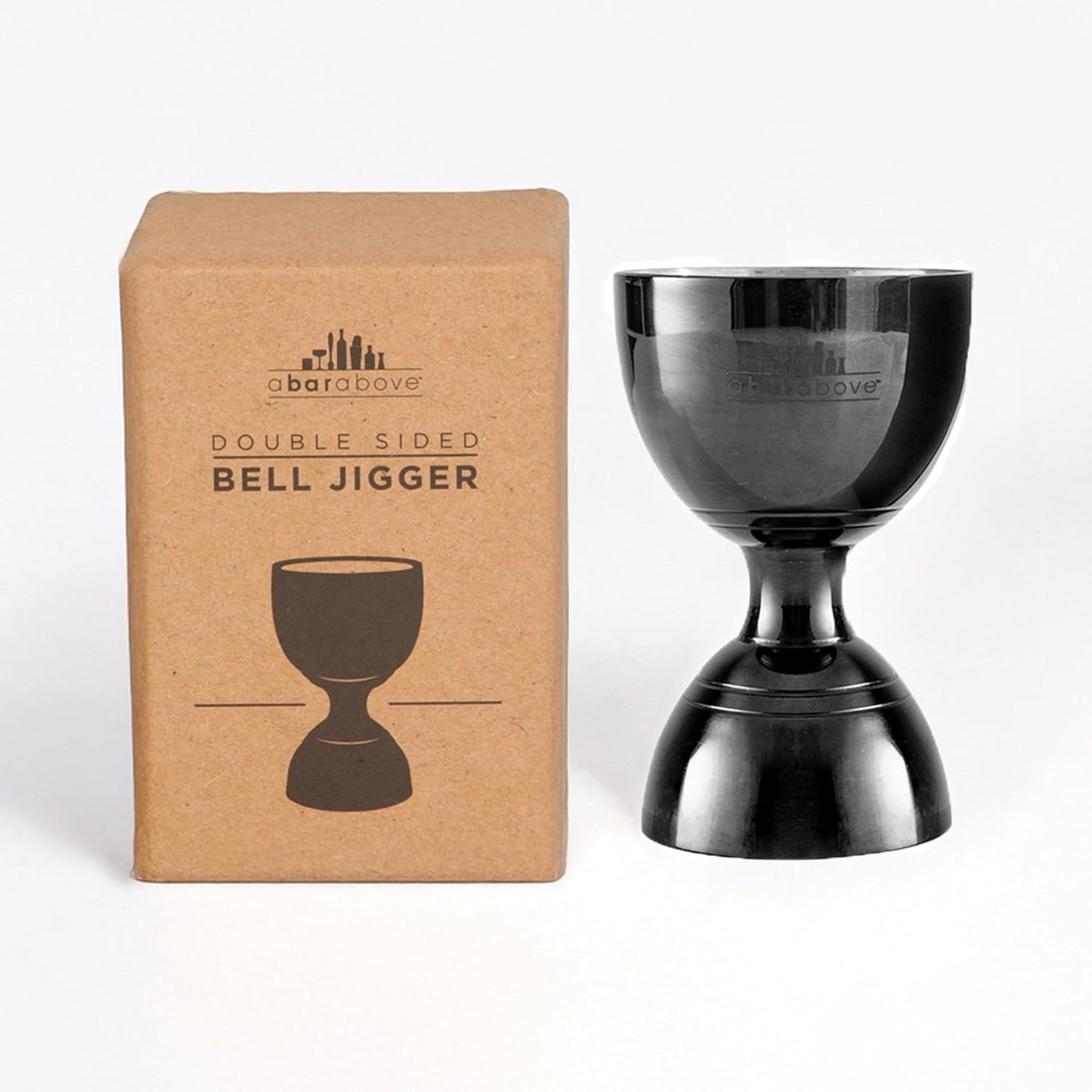 A Bar Above Premium Bell Jigger, with 10 Measurements Inside, Professional and Heavy-Duty, 304 Stainless Steel Cocktail Double Jigger, for Bartending, 1-Pack, Black