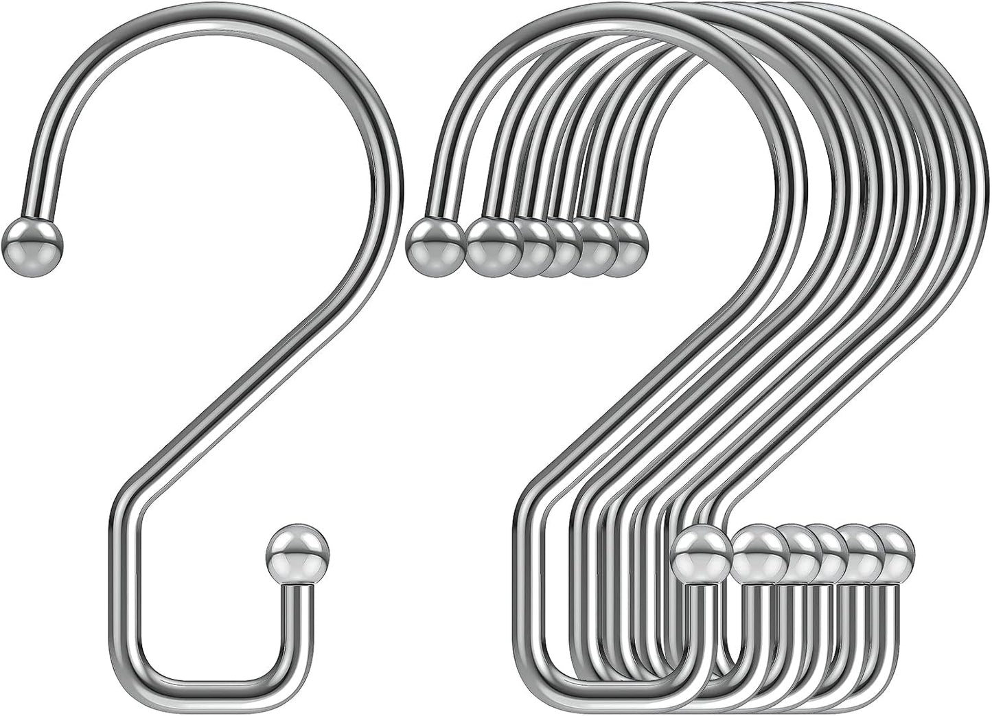 S Hooks, Small Metal S Hanging Hooks with 2 Shapes, Reversible, Heavy Duty, 3 Inch, Silver, 12 Pcs