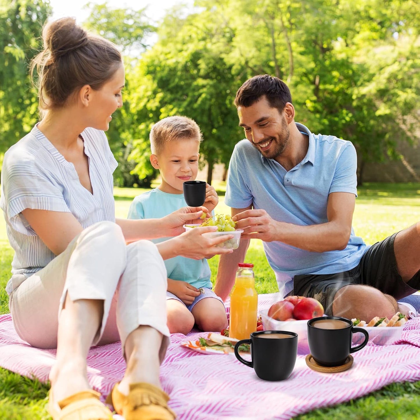 Hasense 4 OZ Espresso Cups and Saucers Set of 6, Demitasse Cups with Handle for Latte, Cappuccino, Cafe Mocha and Tea, Porcelain Coffee Cups for Coffee Bar and Party, Black