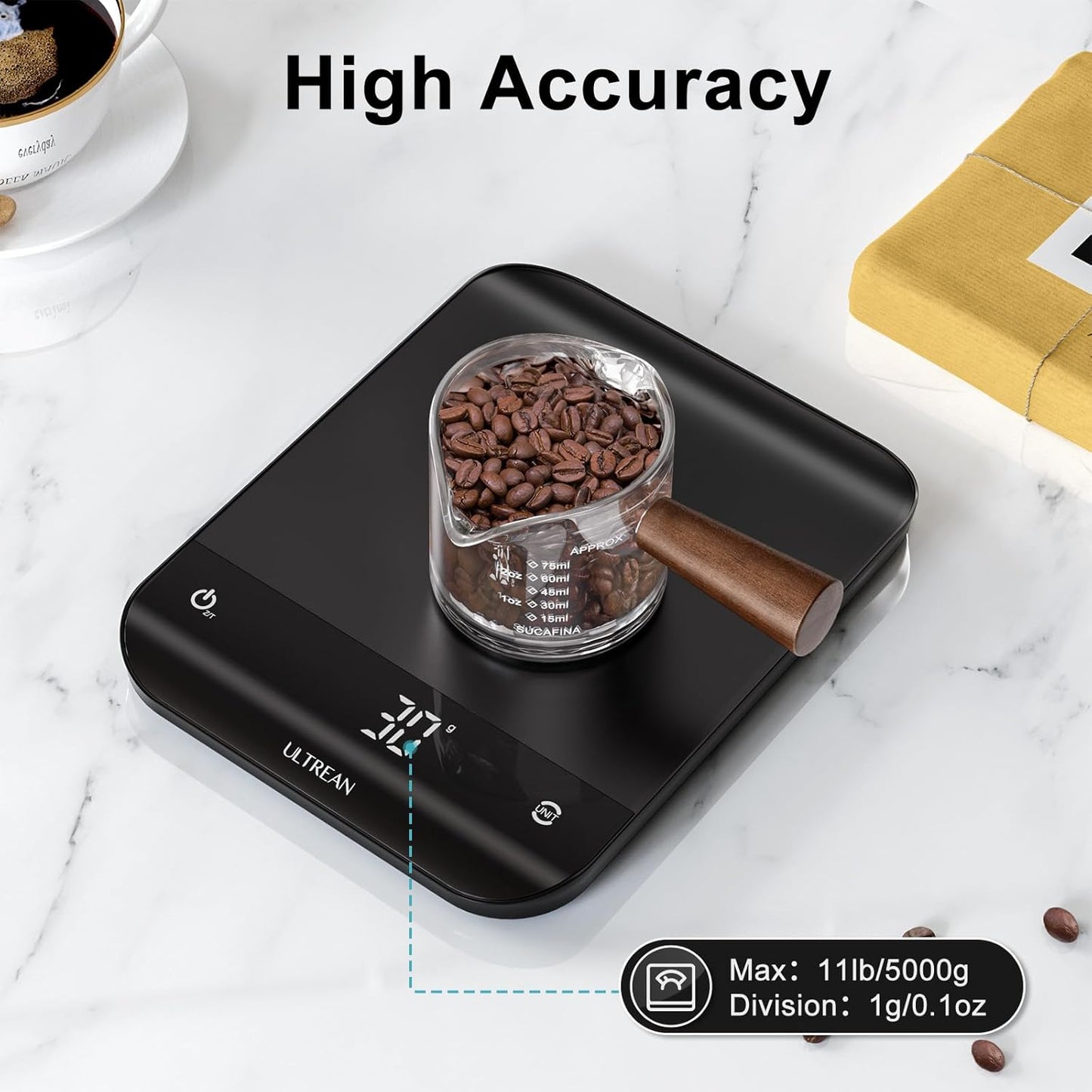 Ultrean Food Scale, Digital Kitchen Scale with LED Display, Weight Grams and Ounces for Baking Cooking, 6 Units with Tare Function, 11lb (Batteries Included)