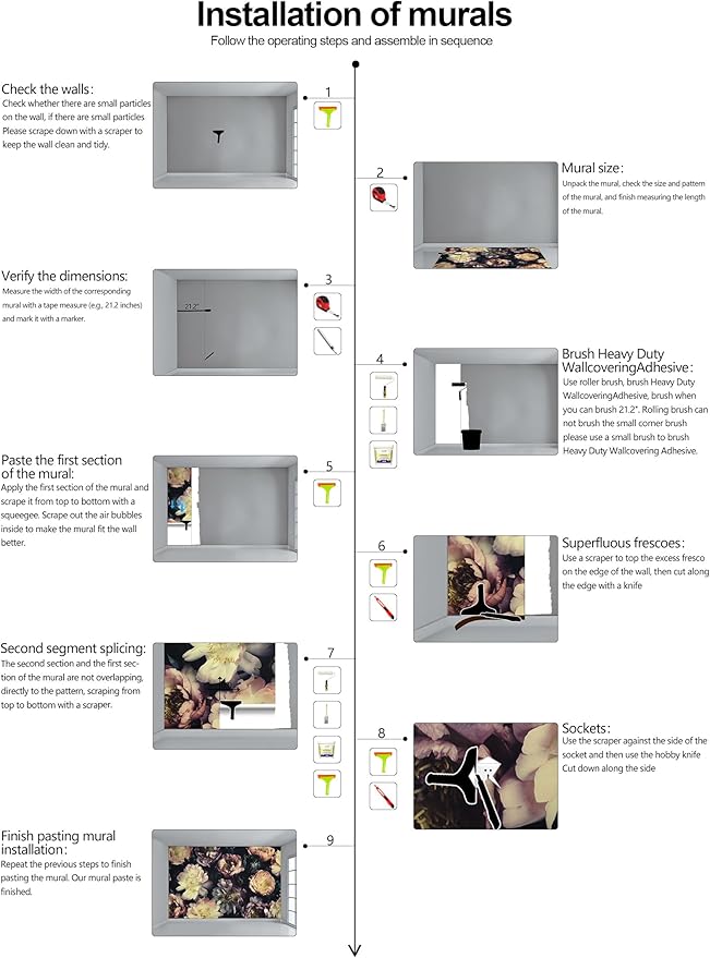 Dark Vintage Floral Wallpaper Large Peony Flowers Wall Mural Bedroom (Not Peel and Stick)