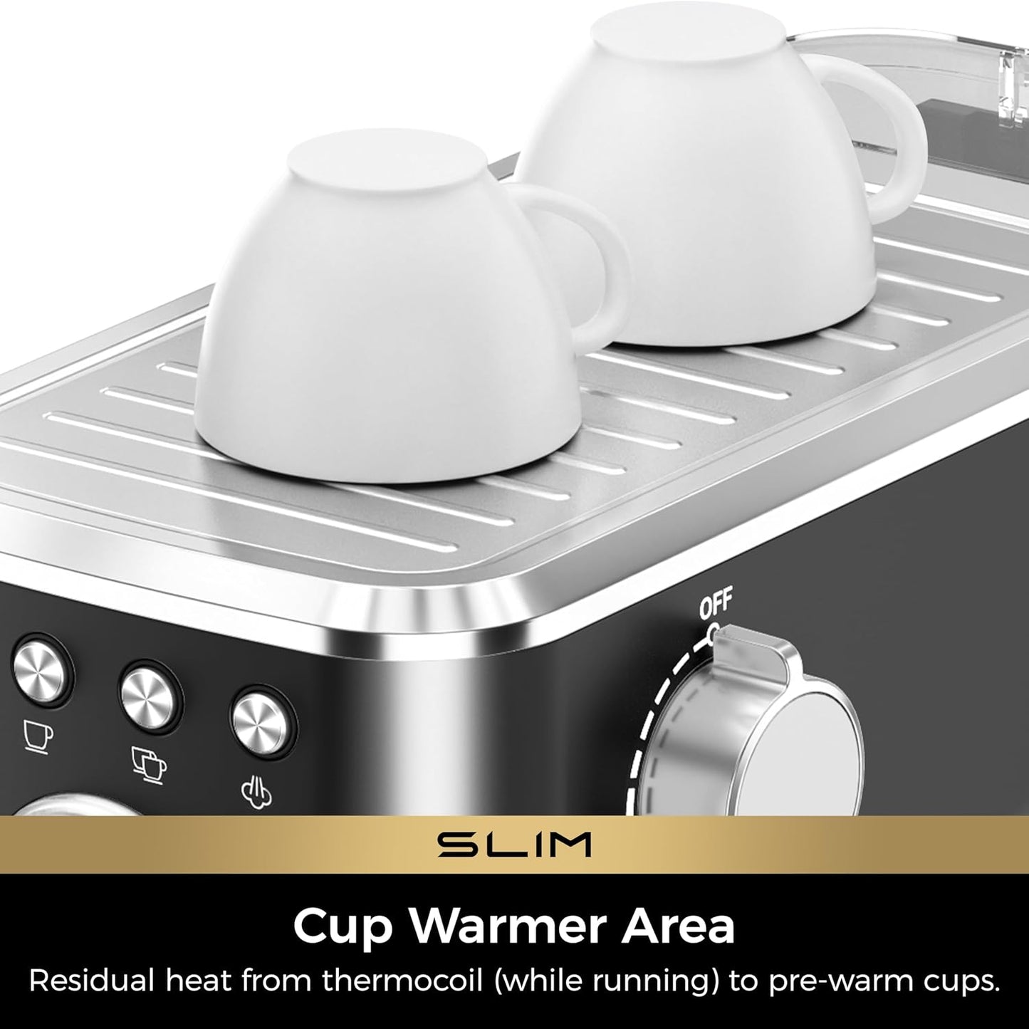CHULUX Slim Espresso Machine with Milk Frother Steam Wand, 20 Bar Professional Italian Pump Espresso Coffee Machine for Home Cappuccino & Latte Maker, Stainless Steel Black