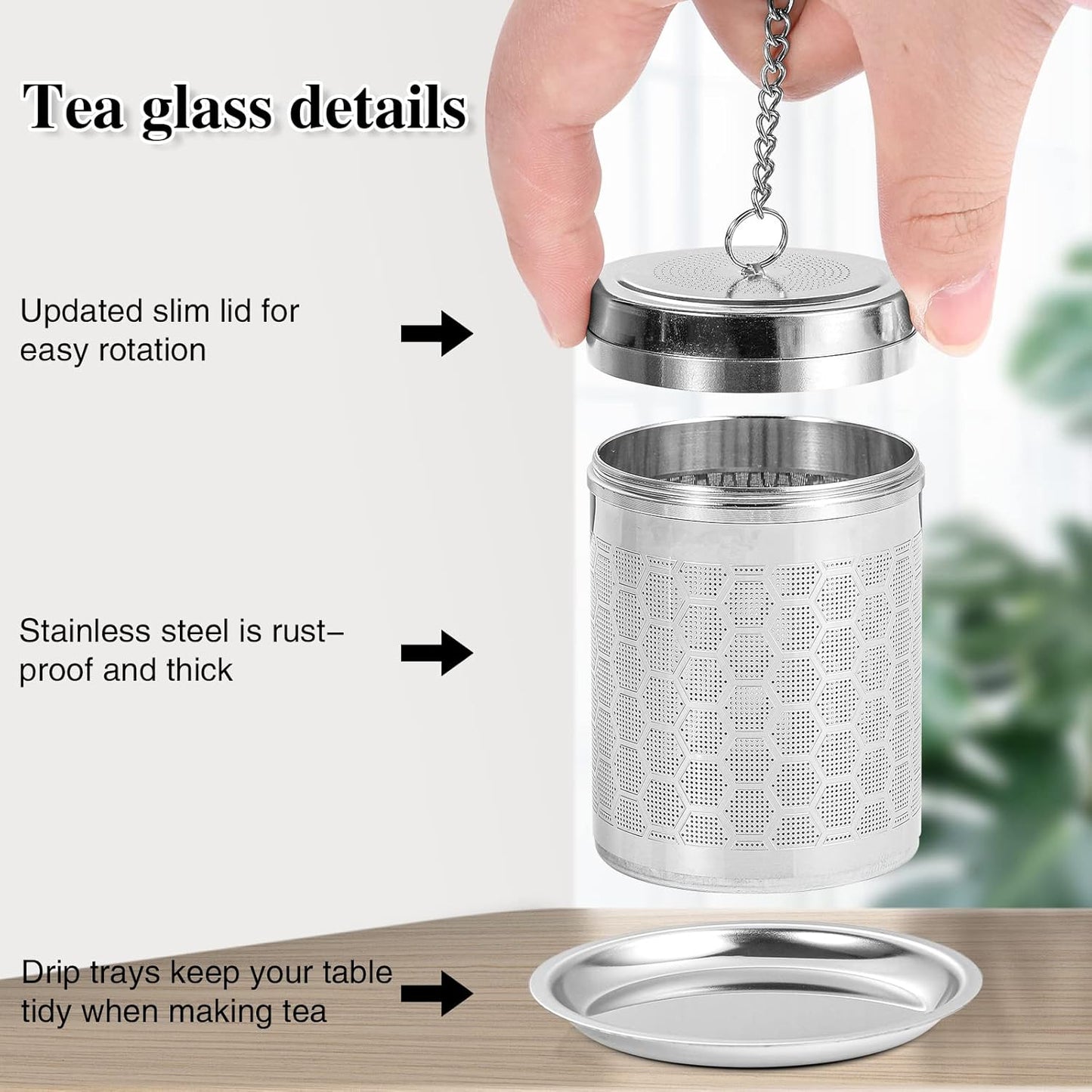 2 Pack Large Tea Strainers for Loose Tea, Tea Infusers for loose Tea Fine Mesh Stainless Tea Strainer Loose Leaf Tea Steeper for Black Tea, Spices and Seasonings