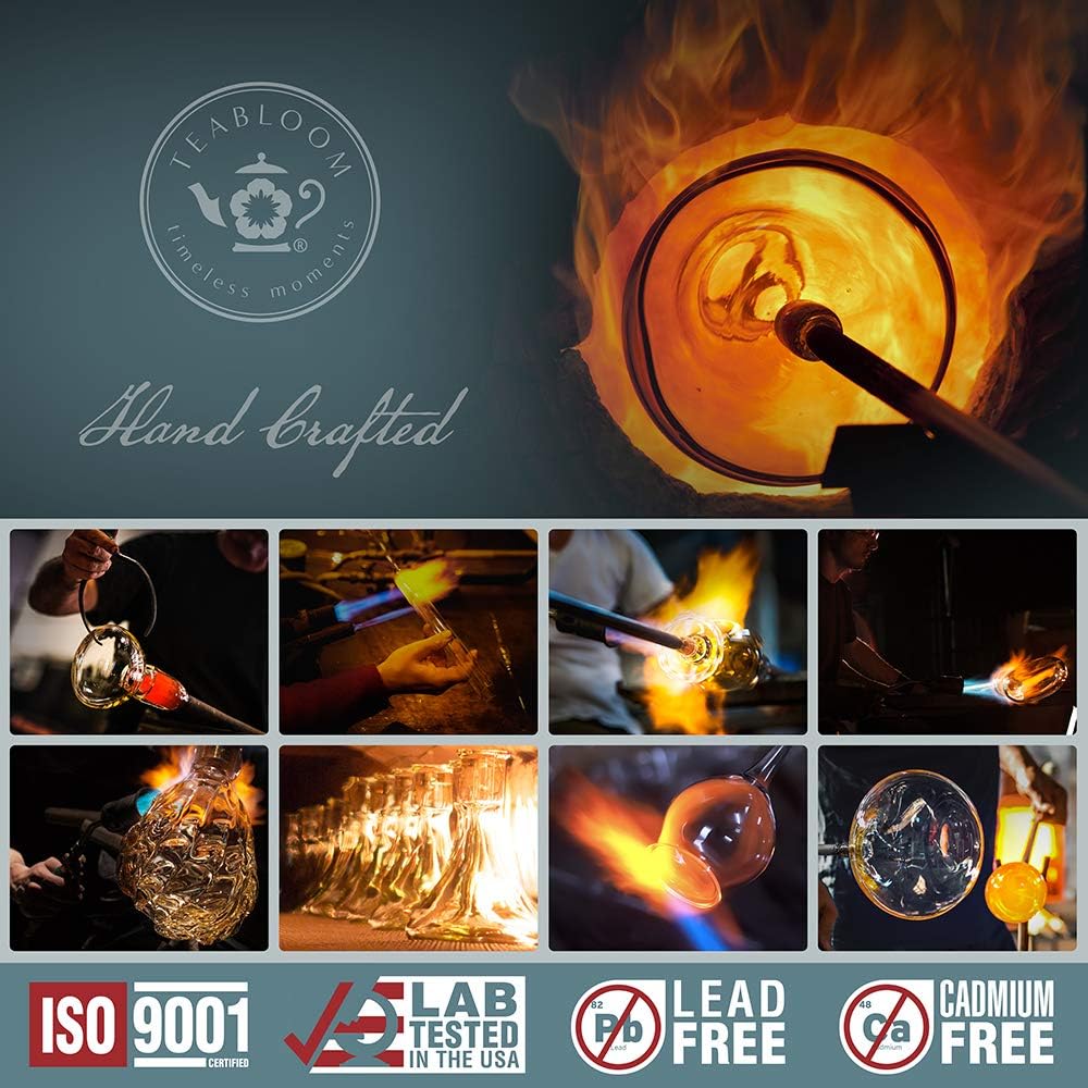 Teabloom Dublin Glass Teapot – Fine Borosilicate Glass – Stovetop and Microwave Safe – Removable Stainless Infuser – Ideal for Loose Leaf Tea – Large Capacity – 40 oz. / 1200 ml (4-5 Cups)