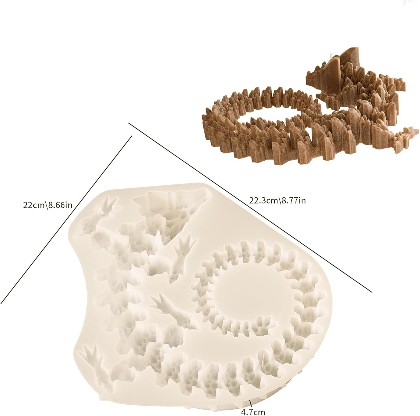 Diamond Dragon 3D Animal Dinosaur Mold - Round and Long Dragon, Animal and Dinosaur Silicone and Resin Casting Mold for Candle Making and Home Decor