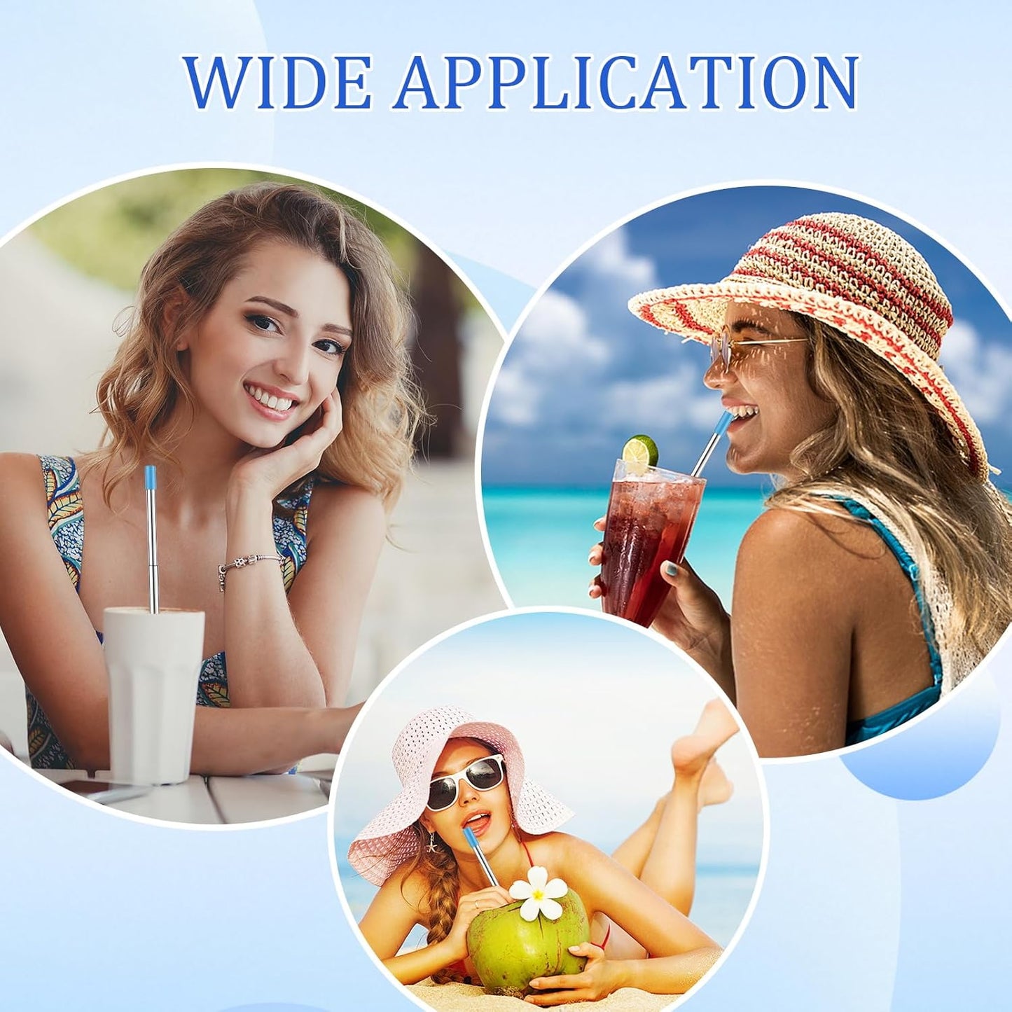 4 Pack Reusable Metal Straws Collapsible Stainless Steel Drinking Straw Travel Portable Telescopic Straw with Case for Cruise Ship Essentials Black-Silver-Rose Gold-Blue