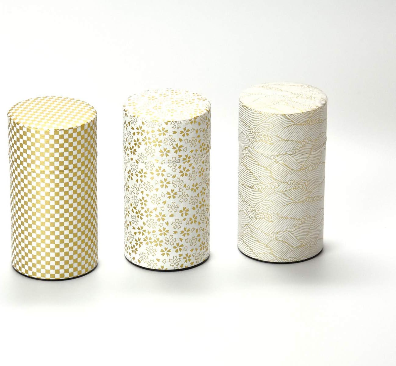 Japanese Pokkan Coffee Spice Tea Tin Canister Washi Paper Storage with Lid 7.05 oz Capacity (Kenran Nami)