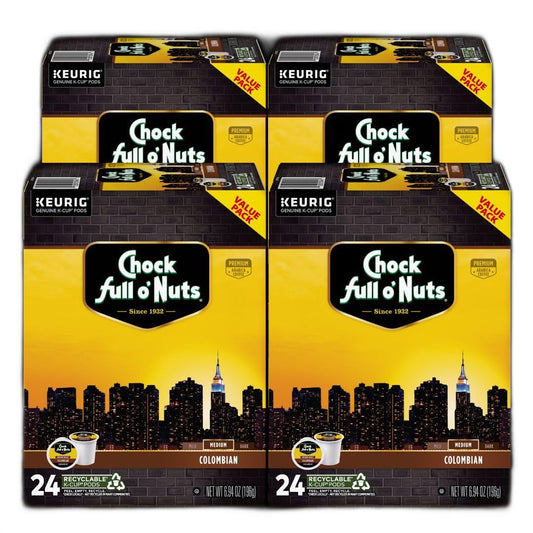 Chock full o’Nuts Colombian Keurig K-Cup Pods for Keurig Brewers – Premium Arabica, Medium Roast – Single Serve – 4 Packs of 24 K-Cup Pods