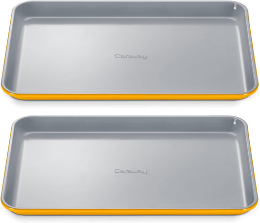 Caraway Non-Stick Ceramic Medium Baking Sheet - Naturally Slick Ceramic Coating - Non-Toxic, PTFE & PFOA Free - Perfect for Baking, Roasting, and More - Medium (15" x 10") - Marigold