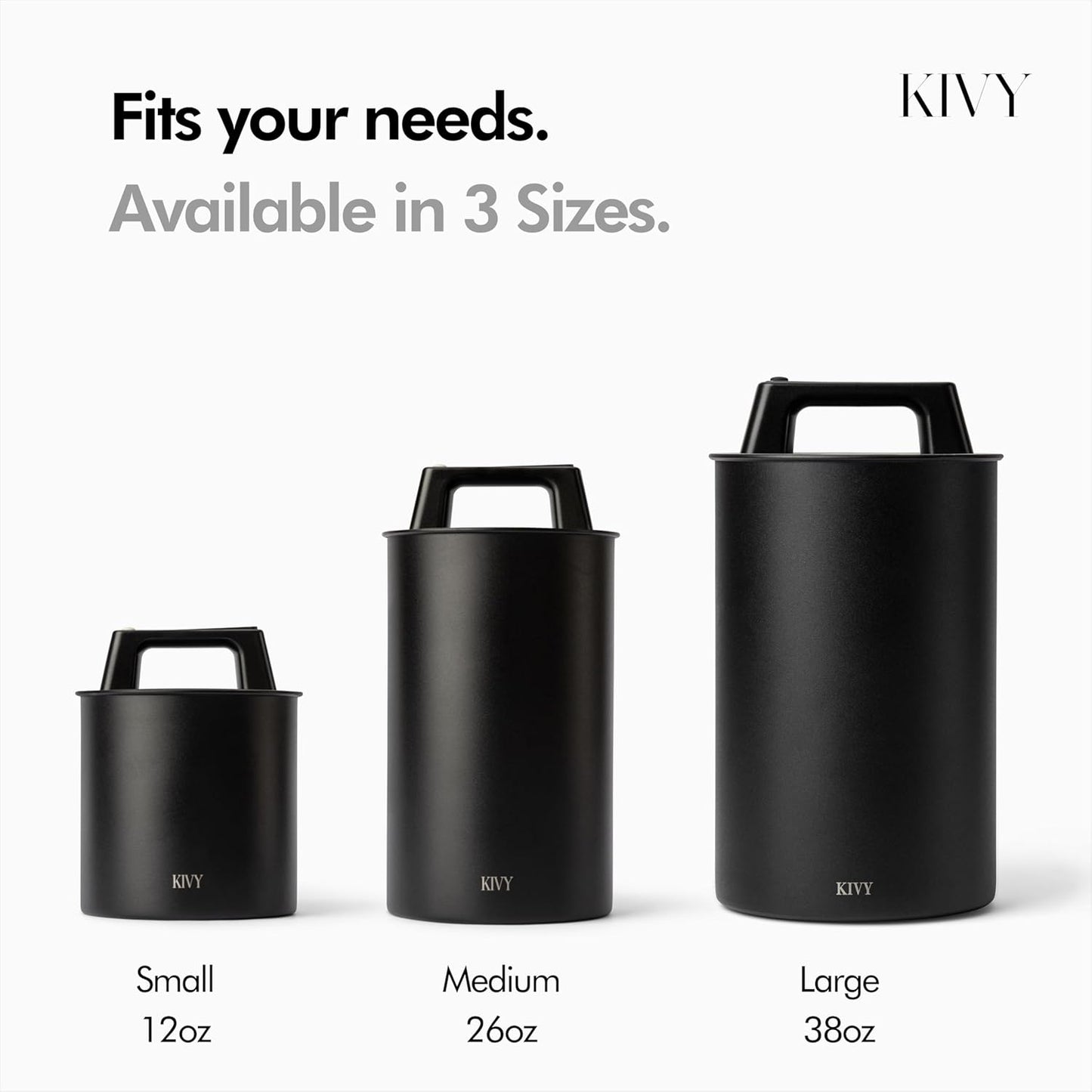 KIVY Vacuum Seal Coffee Canister [AIRTIGHT] - Coffee Canister with Airtight Lid - Airtight Jar - Air Tight Coffee Container - Coffee Storage Vacuum Canister (Stainless Steel)