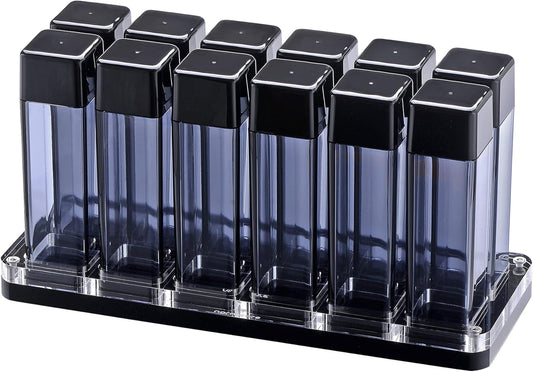 Normcore Single Dose Coffee Bean Storage Containers - 12 Tubes Espresso Bean Cellars with Stand & Hopper - One-Way Exhaust Valve - Capacity 25-28g - Lt Smoke Grey