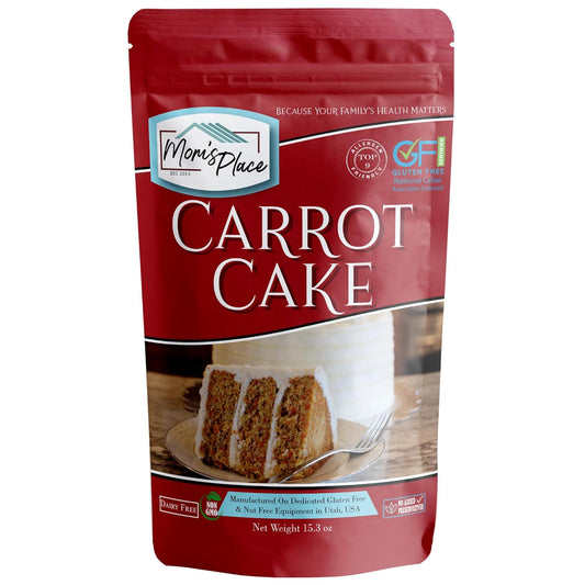 Mom's Place Gluten-Free Carrot Cake Mix – Moist, Spiced, and Dairy-Free – Allergen-Friendly, Non-GMO, Easy to Prepare 15.3 Oz