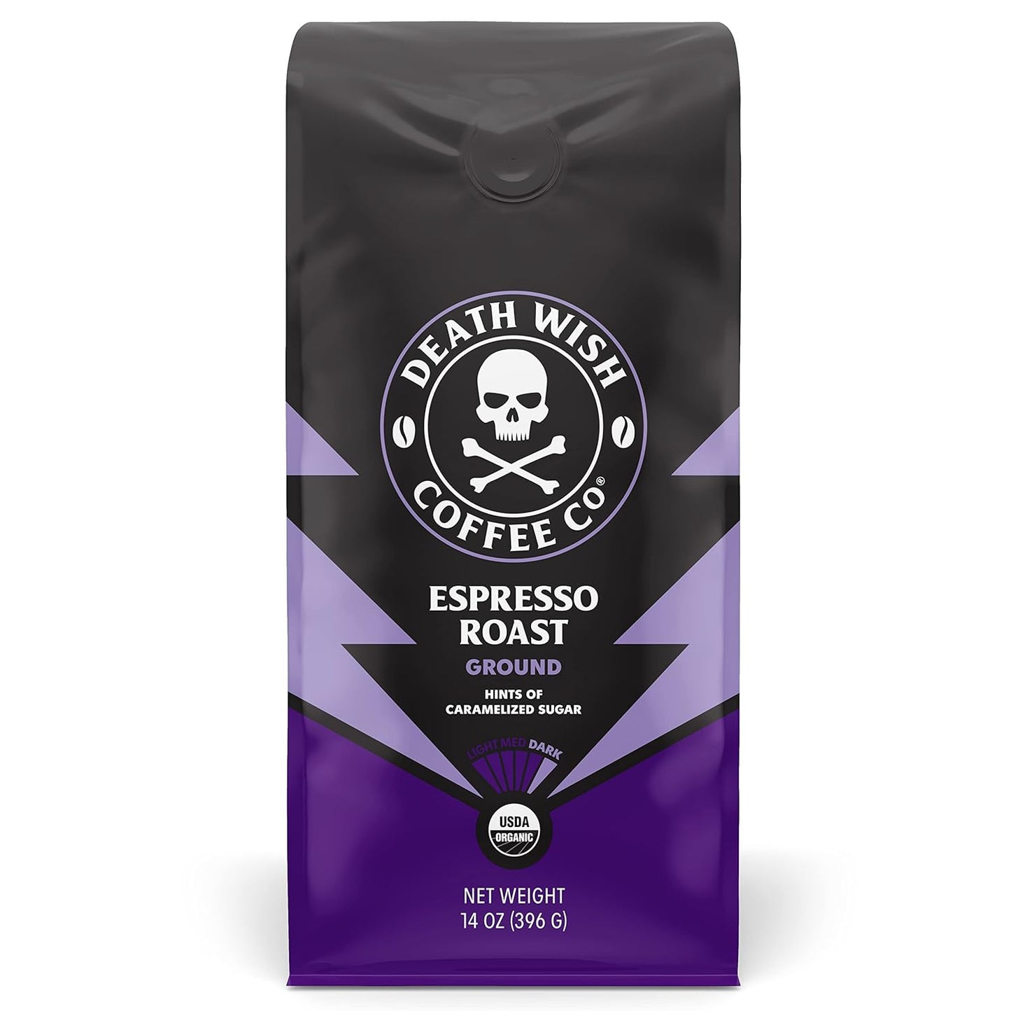 Death Wish Coffee, Organic and Fair Trade Espresso Roast Ground Coffee, 14 ounce (Pack of 1)