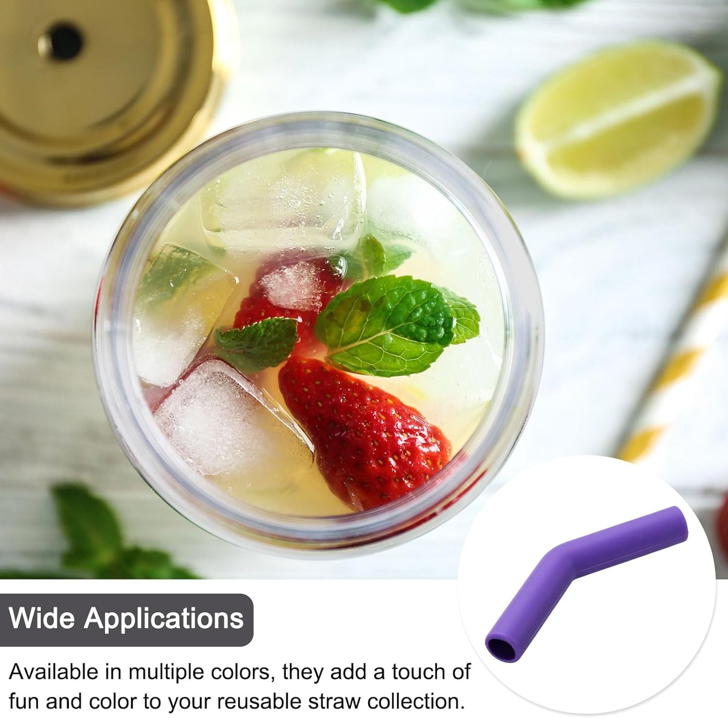 uxcell 12Pcs Silicone Straw Tips, Silicone Straw Elbows Tip, Soft Reusable Metal Straw Covers Fit for 10mm/0.39" OD Stainless Steel Straws, Purple